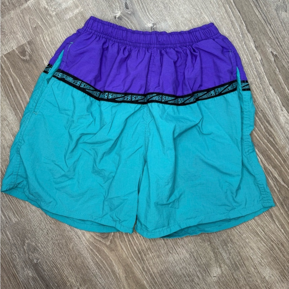Stubbies Vintage Teal Drawstring Swim Trunks Small